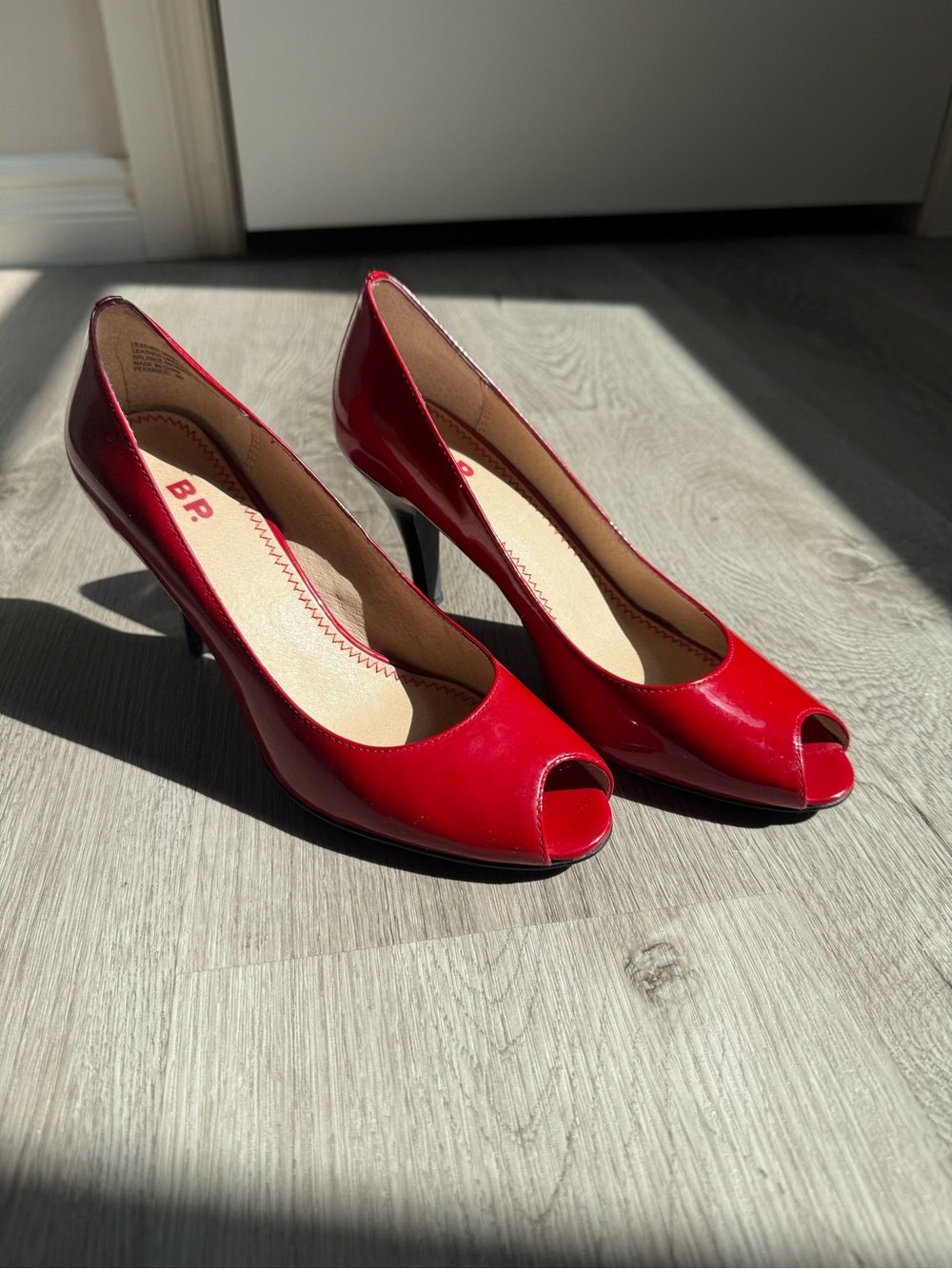 bp Red Patent Peep-Toe Heels